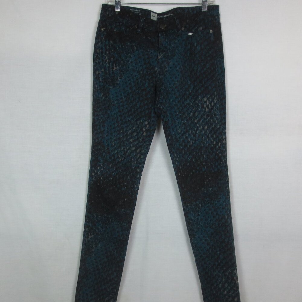 NEW Mossimo Jeans Teal Black Tan Curvy Skinny Cotton Twill Lightweight Size 8